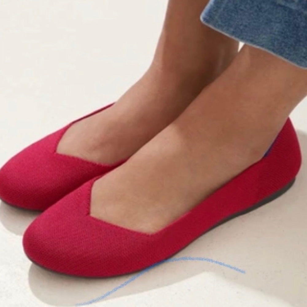 ROTHY’S *Retired* Cherry Red Rounded Toe Flats Sz 10